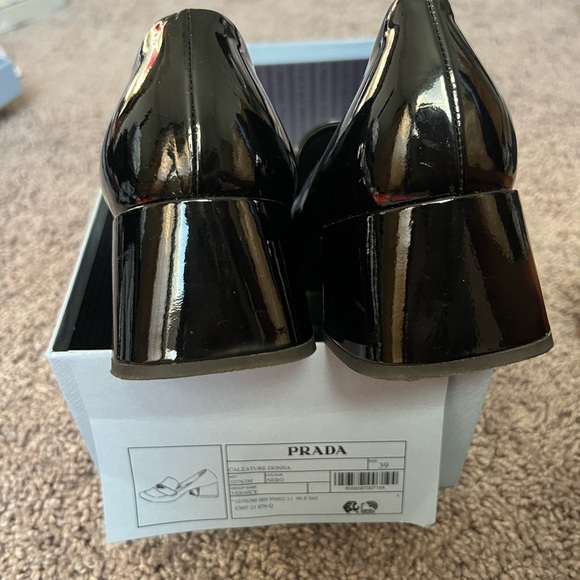 Prada Triangle Logo Black Patent Leather Loafers - Picture 5 of 9
